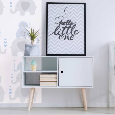 Ταπετσαρία Τοίχου 0.53x10.05m A.S. Création Little Love «Child motif, Blue, Grey, White» 381351