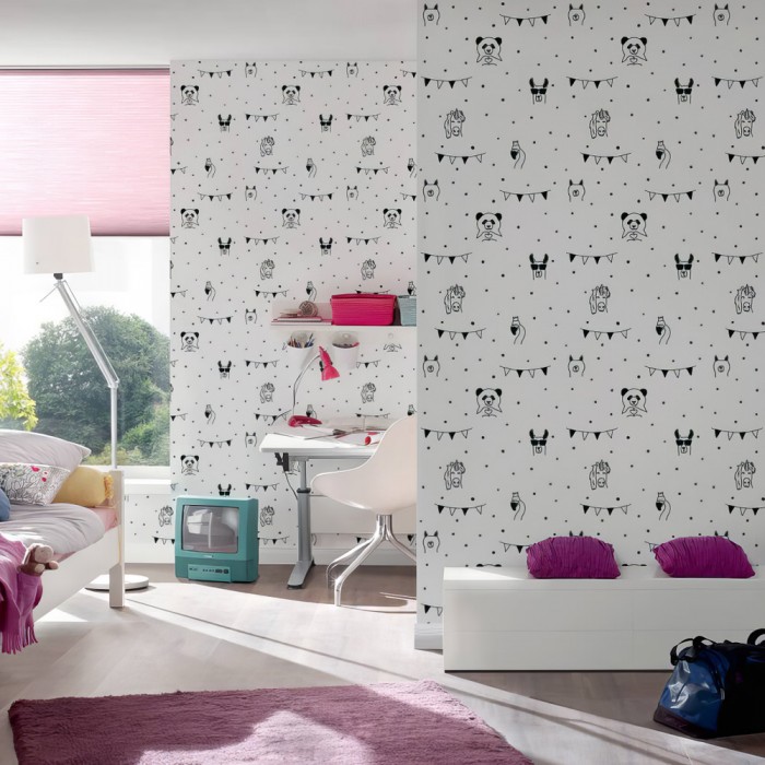 Ταπετσαρία Τοίχου 0.53x10.05m A.S. Création Little Love «Black, White» 381382