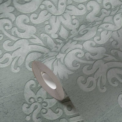 Tαπετσαρία Τοίχου A.S. Creation «Pure Elegance» 0.53x10.05m «Baroque, Green, Grey, Metallic, Silver» 397651