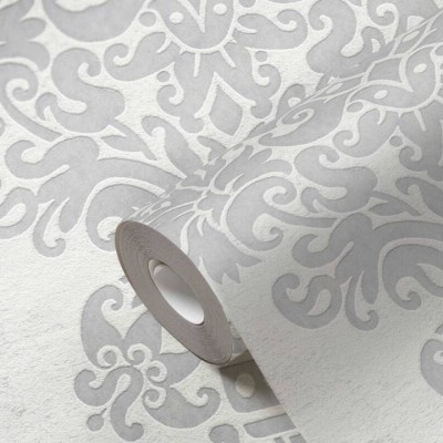 Tαπετσαρία Τοίχου A.S. Creation «Pure Elegance» 0.53x10.05m «Baroque, Grey, Metallic, Silver, White» 397655