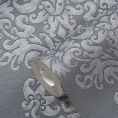 Tαπετσαρία Τοίχου A.S. Creation «Pure Elegance» 0.53x10.05m «Baroque, Black, Grey, Metallic, Silver» 397657