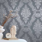 Tαπετσαρία Τοίχου A.S. Creation «Pure Elegance» 0.53x10.05m «Baroque, Black, Grey, Metallic, Silver» 397657
