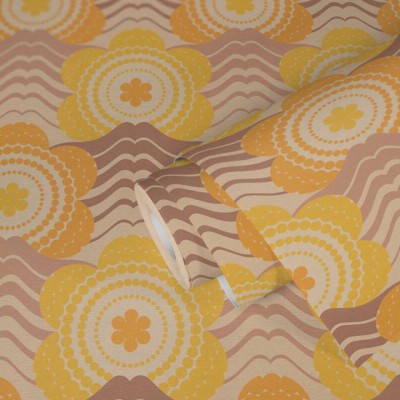 Ταπετσαρία Τοίχου 0.53x8.5m A.S. Création Retro Chic «Floral, Beige, Orange, Yellow» 395395