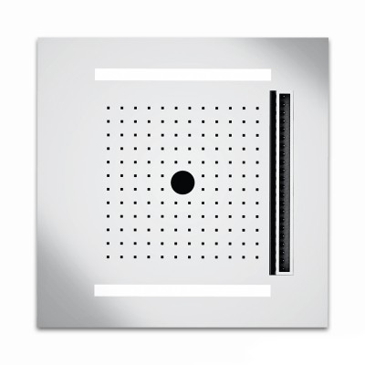 Κεφαλή Ντουζ Εντοιχισμού Οροφής με Χρωματοθεραπεία 50x50cm Almar RAIN-WIRE-ICICLE Temotion Inox Brushed E044302-111