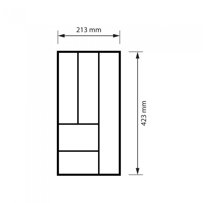 Κουταλοθήκη για Συρτάρι Κουζίνας 213x423mm με Πλαίσιο Αλουμινίου και Διαχωριστικά από Ξύλο Οξιάς Altfet