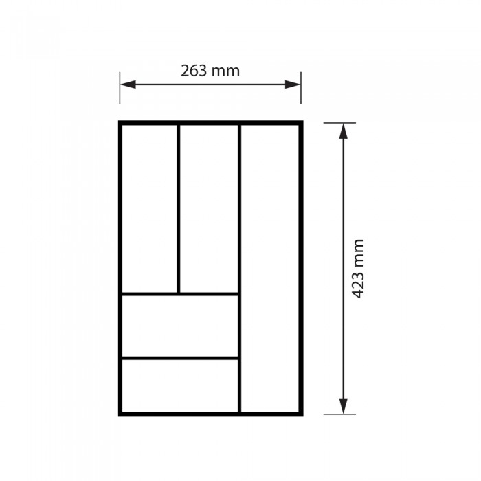 Κουταλοθήκη για Συρτάρι Κουζίνας 263x423mm με Πλαίσιο Αλουμινίου και Διαχωριστικά από Ξύλο Οξιάς Altfet