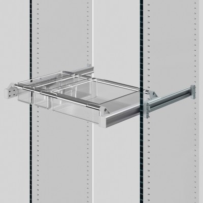 Συστημα Συρταριού και Οργάνωσης Ντουλαπών Πτυσσόμενο Ambos 75-115cm σε Χρώμα Αλουμινίου με πλαίσιο 411/A με 1 Μεγάλο Καλάθι 412/T και 2 Μικρά 414/T