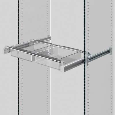 Συστημα Συρταριού και Οργάνωσης Ντουλαπών Πτυσσόμενο Ambos 75-115cm σε Χρώμα Αλουμινίου με πλαίσιο 411/A με 2 Μεγάλα Καλάθια 412/T