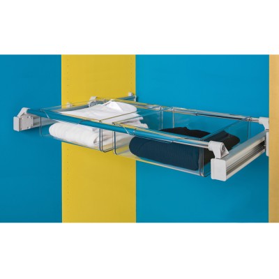 Συστημα Συρταριού και Οργάνωσης Ντουλαπών Πτυσσόμενο Ambos 75-115cm σε Χρώμα Αλουμινίου με πλαίσιο 411/A με 2 Μεγάλα Καλάθια 412/T