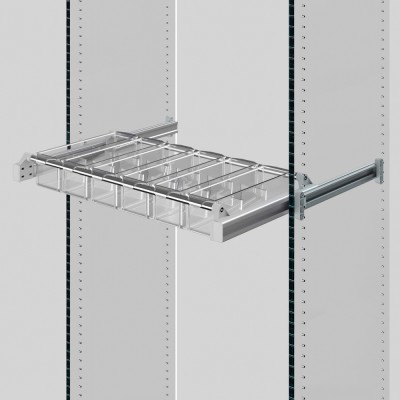 Συστημα Συρταριού και Οργάνωσης Ντουλαπών Πτυσσόμενο Ambos 75-115cm σε Χρώμα Αλουμινίου με πλαίσιο 411/A με 6 Μικρά Καλάθια 414/T