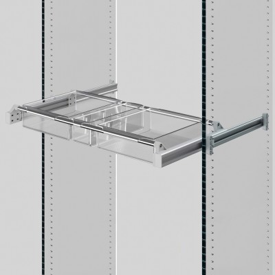 Συστημα Συρταριού και Οργάνωσης Ντουλαπών Πτυσσόμενο Ambos 75-115cm σε Χρώμα Αλουμινίου με πλαίσιο 411/A με 2 Μεγάλα Καλάθια 412/T και 1 Μικρό 414/T