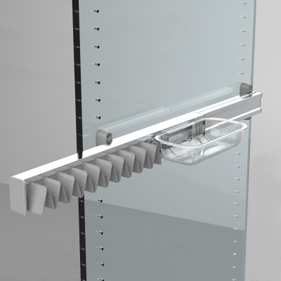 Κρεμάστρα Τηλεσκοπική Για Γραβάτες  Με Πλαστική Θήκη 510x90x160mm σε Χρώμα Φυσικό Αλουμίνιο Ambos Art. 142/A