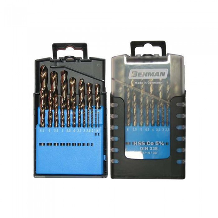 Σετ Τρυπάνια Κοβαλτίου HSS Co5% DIN 338 19τμχ Benman 74677