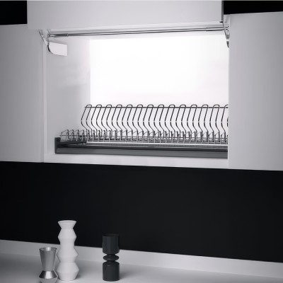 Πιατοθήκη για Ντουλάπι Κρεμαστό σε Ανθρακί με Δίσκο Αποστράγγισης με διαστάσεις 864x276x209mm