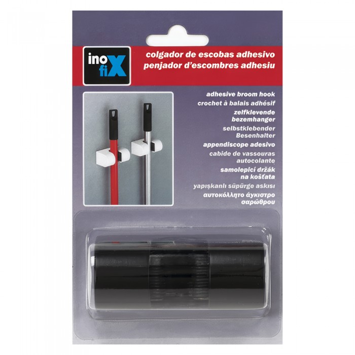 Αυτοκόλλητο Άγκιστρο για Σκούπες και Εργαλεία με Κοντάρι 35x85x52ml Μαύρο Inofix 205603