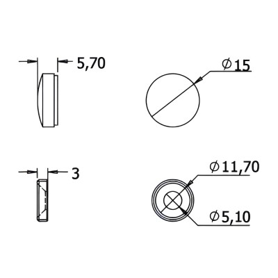 Τάπα βίδας αλουμινίου Φ15 μαύρο  901-B002 metalor