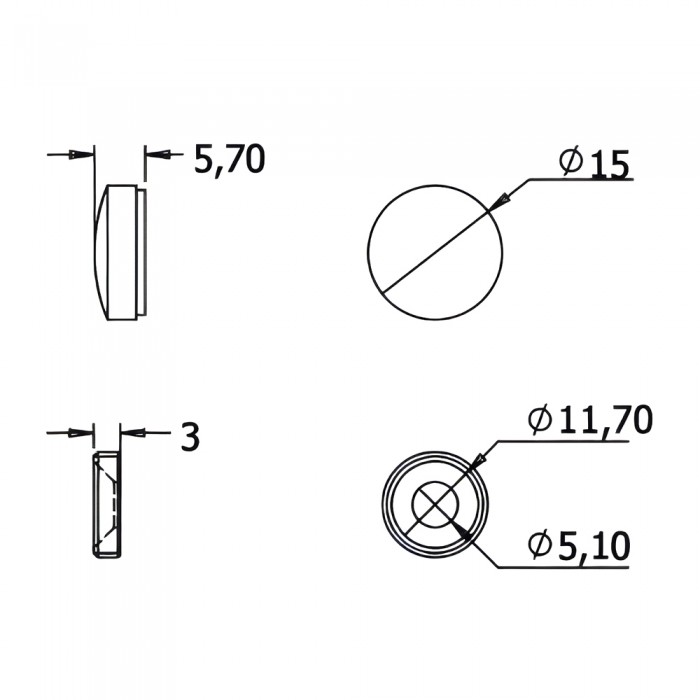 Τάπα βίδας αλουμινίου Φ15 μαύρο  901-B002 metalor