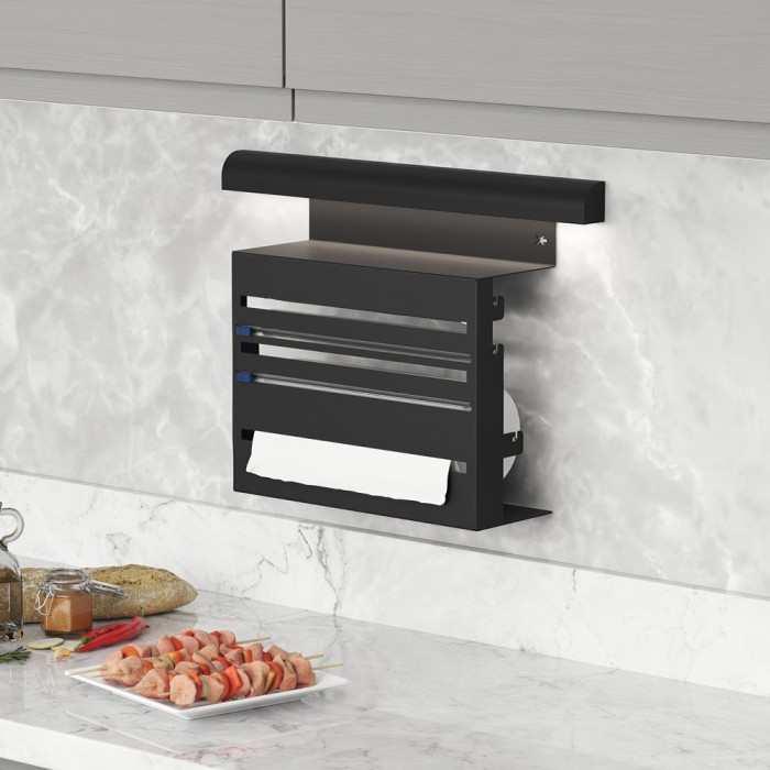 Χαρτοθήκη 3 Θέσεων 340x130x325mm Με Προφίλ Σύνδεσης Βέργα 500x35x45 Ανθρακί Starax Unique Series S-4130-Α + S-4140-Α
