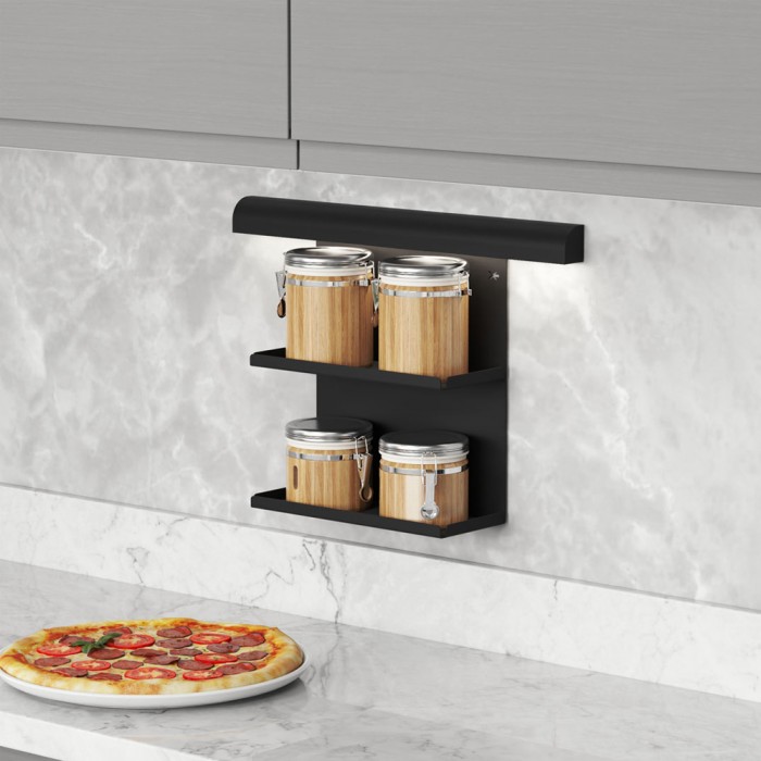 Μπαχαροθήκη με 2 Ράφια 295x120x320 με Προφίλ Σύνδεσης Βέργα 500x35x45 Ανθρακί Starax Unique Series S-4131-Α + S-4140-Α