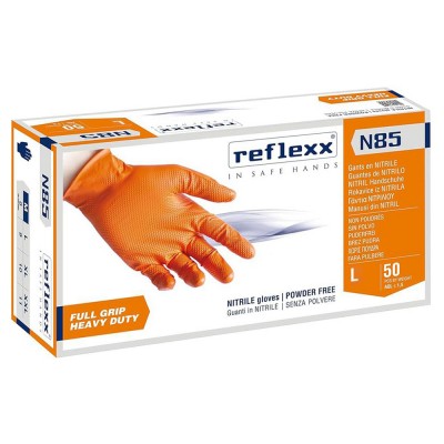 Γάντια Νιτριλίου Ιταλίας N85 Πορτοκαλί Χωρίς πούδρα (Πακέτο 50 Tεμάχια) L REFLEXX