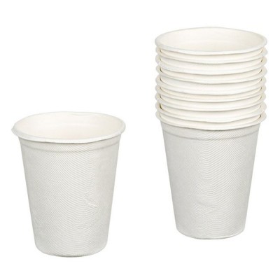 Ποτήρια από Ζαχαροκάλαμο 250ml Λευκό 10 Τεμάχια Procos Decorata 92866