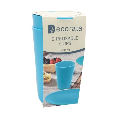 Ποτήρια Πολλαπλών Χρήσεων Επαναχρησιμοποιούμενα 280ml Τυρκουάζ 2 Τεμάχια Procos Decorata 92885