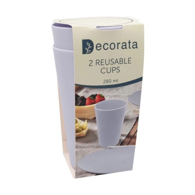 Ποτήρια Πολλαπλών Χρήσεων Επαναχρησιμοποιούμενα 280ml Μωβ Παστέλ 2 Τεμάχια Procos Decorata 92992