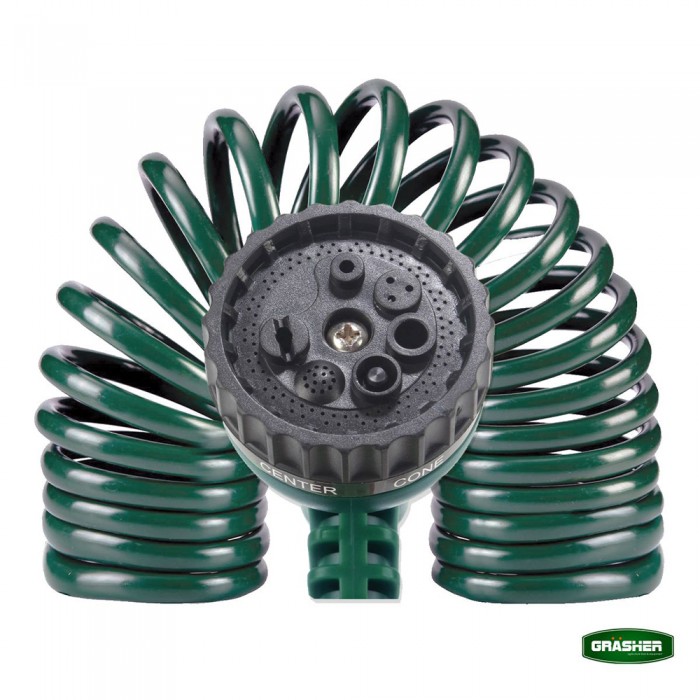 Λάστιχο Ποτίσματος Σπιράλ με Πιστόλι Εκτόξευσης  Σετ 1/2" 15m Grasher 100126