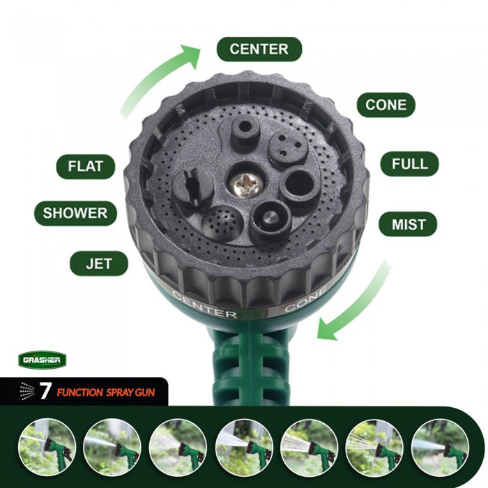 Λάστιχο Ποτίσματος Σπιράλ με Πιστόλι Εκτόξευσης  Σετ 1/2" 7.5m Grasher 100122