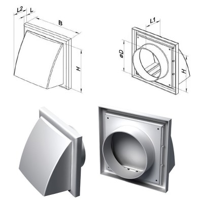 Στόμιο Εξαερισμού με Καπάκι Πλαστικό με Εξαγωγή Ø125 Λευκό Vents 590908.0011