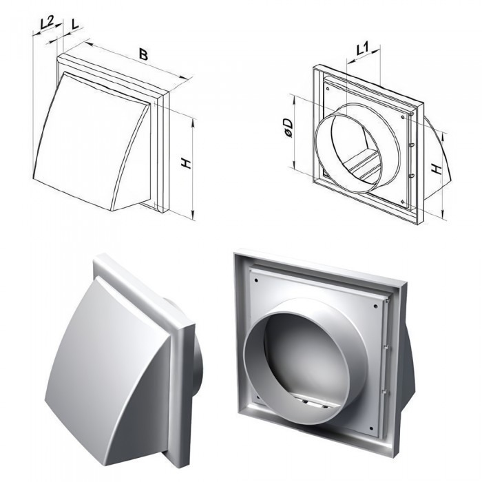 Στόμιο Εξαερισμού με Καπάκι Πλαστικό με Εξαγωγή Ø125 Λευκό Vents 590908.0011