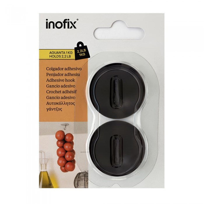 Αυτοκόλλητο Άγκιστρο Πολλαπλών Χρήσεων 27x40x40 Μαύρο Inofix 2176-3