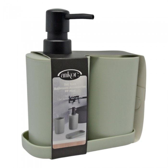 Αξεσουάρ Μπάνιου Πλαστικό Σετ 3 Τεμαχίων  Μέντα Anchor 842124