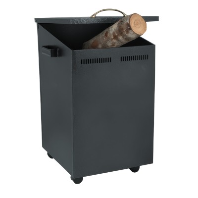 Μεταλλική ξυλιέρα τζακιού Viometal 1070 Τορόντο Μαύρο χρώμα 36x44x64cm