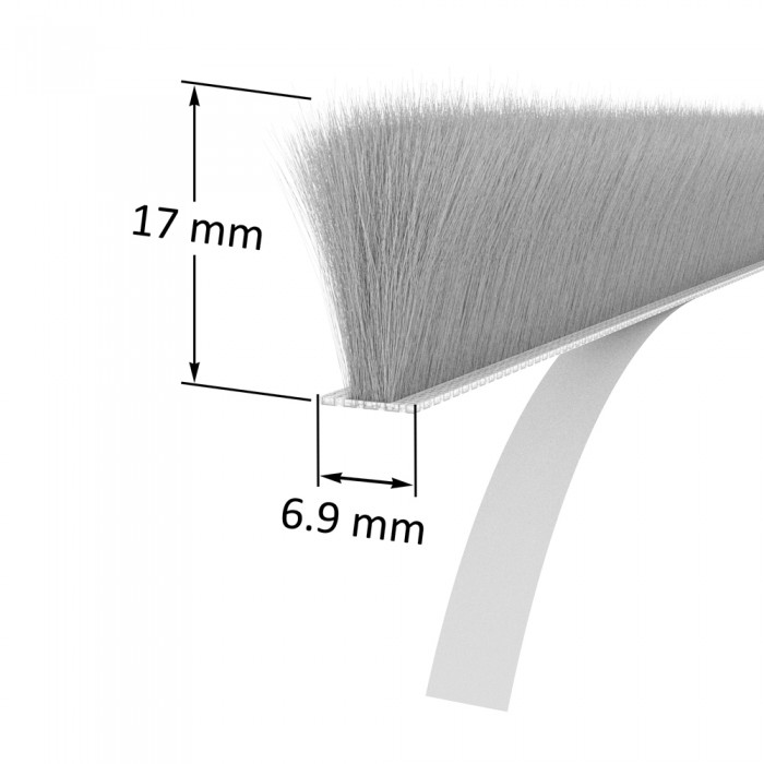 Βουρτσάκι αυτοκόλλητο 6.9x17mm Γκρι (Τιμή ανά Μέτρο)