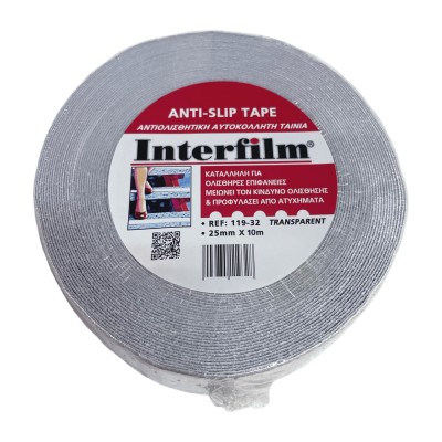 Αυτοκόλλητη Αντιολισθητική Ταινία Διάφανη για Σκαλοπάτια, Ράμπες, Σκάλες, Κύτη Σκαφών κ.α. 25mm x 10m Interfilm