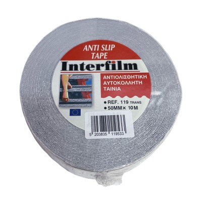 Αυτοκόλλητη Αντιολισθητική Ταινία Διάφανη για Σκαλοπάτια, Ράμπες, Σκάλες, Κύτη Σκαφών κ.α. 50mm x 10m Interfilm