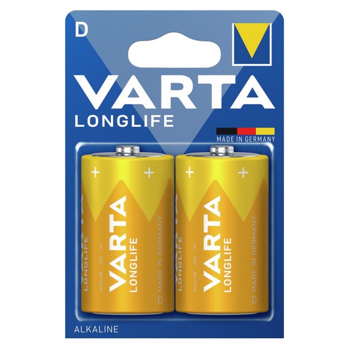 Μπαταρία αλκαλική 1,5V Μεγάλη (size D) LR20 (Συσκευασία 2τεμ.) VARTA Longlife 4120101412