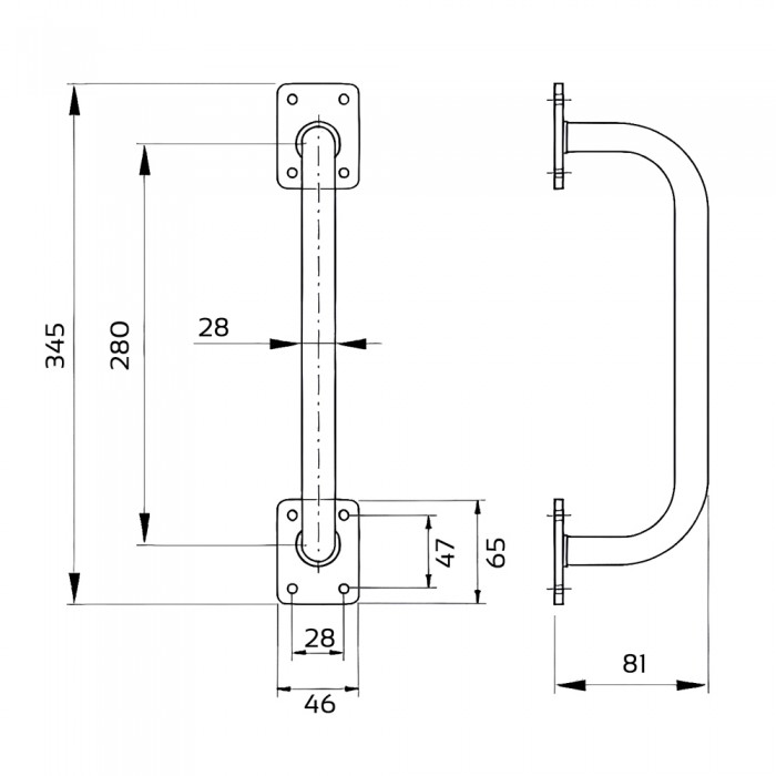 Λαβή Σιδηρόπορτας 280mm Μαύρη IBFM 490280
