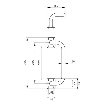 Λαβή Σιδηρόπορτας 280mm Μαύρη IBFM 491280