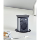 Πρίζα αναδυόμενη με 3 Sockets + 2 USB Μαύρη  SFL Brick 0244-0031