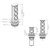 Πρίζα αναδυόμενη με 3 Sockets + 2 USB Μαύρη  SFL Brick 0244-0031