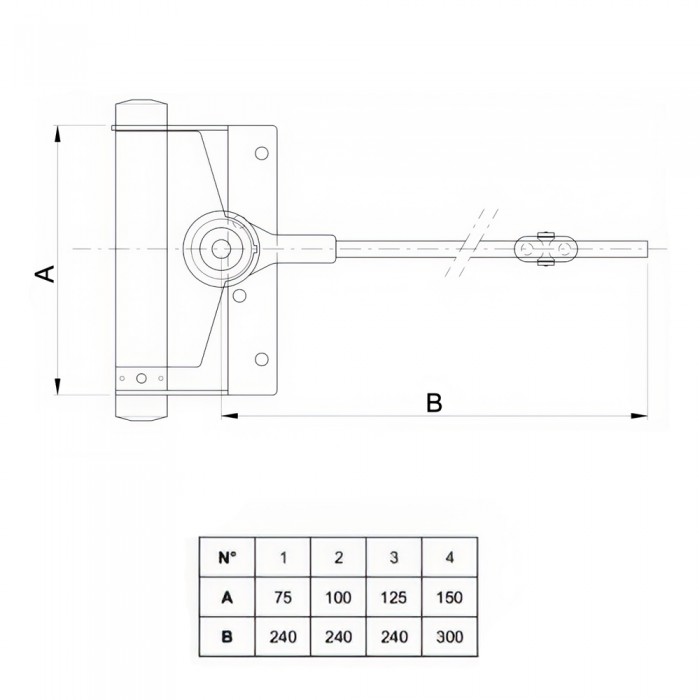 Σούστα επαναφοράς πόρτας Ύψους 75mm Μήκους 240mm και Βάρος Αντοχής 25kg Art.91 Νο1 IBFM Triumph Γαλβανιζέ 091001