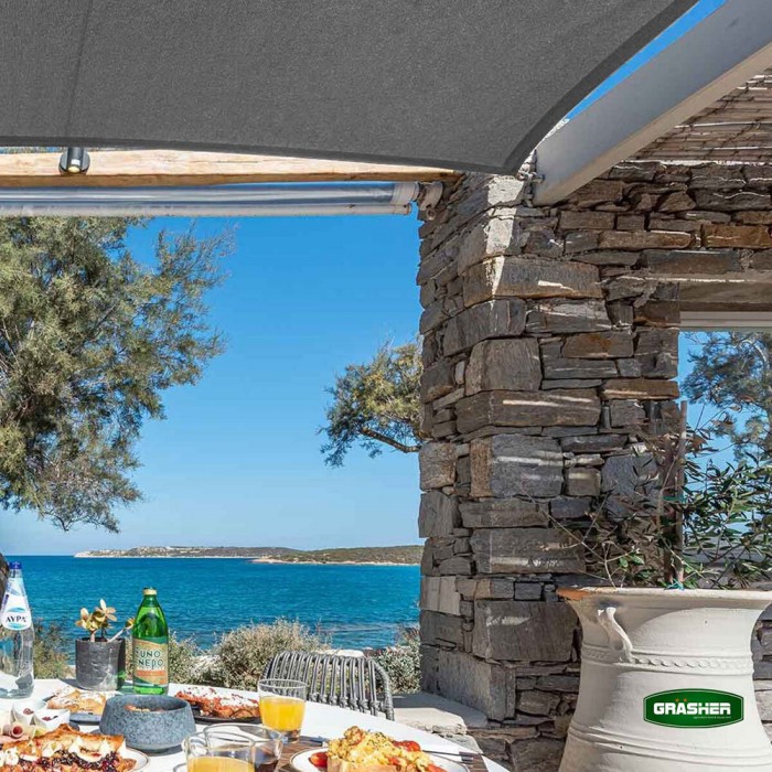 Τετράγωνο Πανί Σκίασης 3.6x3.6m 180gr/m² Γκρι GRASHER 103613