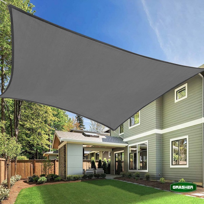 Τετράγωνο Πανί Σκίασης 3.6x3.6m 180gr/m² Γκρι GRASHER 103613