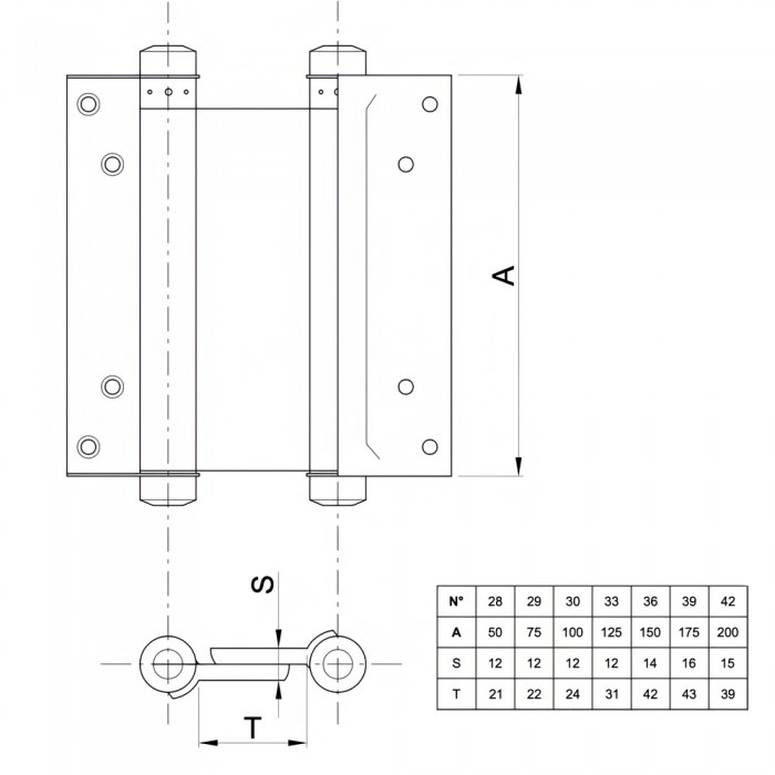 Μεντεσές Επαναφοράς Πόρτας Αλερετούρ (σούστα πόρτας τύπου μπάρ) με Ύψος 75mm (1τεμάχιο) σε χρώμα Μαύρο IBFM No29 106029N
