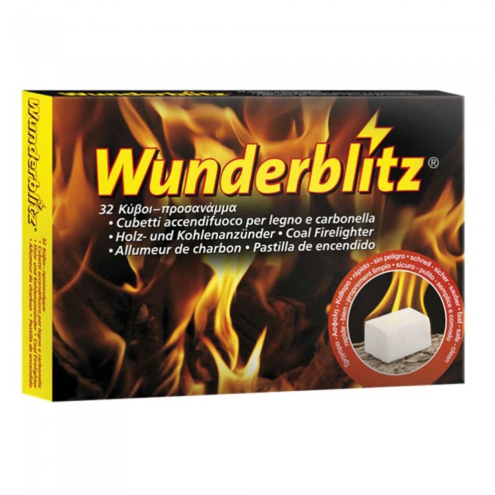 Κύβοι Προσανάμματος για το τζάκι & την ξυλόσομπα 32 Τεμαχίων Λευκά Γερμανίας Wunderblitz