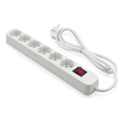 Πολύμπριζο  6 Θέσεων με Διακόπτη Λευκό 3Χ1mm και 1.5m Μήκος Καλωδίου LIneMe 80-00113