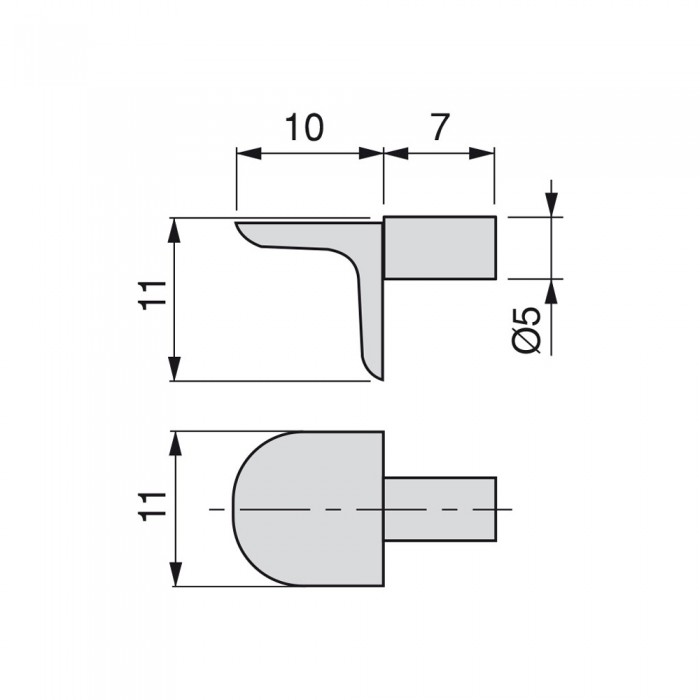 Στήριγμα ραφιού Φ5 Μεταλλικό Μαύρο  Permo Τιμή Τεμαχίου