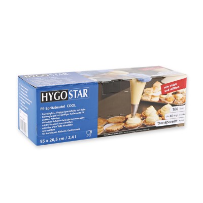 Σακούλες Ζαχαροπλαστικής Κρύων Μειγμάτων 3 Στρώσεων LDPE 26.5x55mm Διάφανη σε ρολό 100 τεμαχίων Hygostar 32209